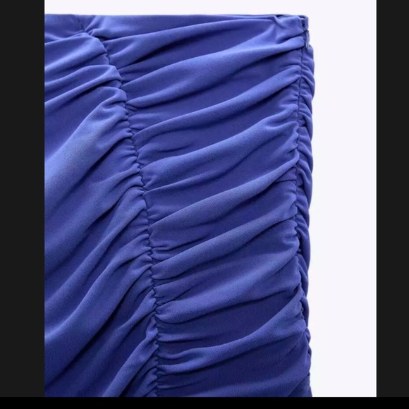 Zara Blue Draped Midi Skirt - Picture 5 of 8